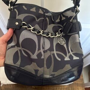 Coach Blue Denim Signature Chain Shoulder or Crossbody Bag with Emblem